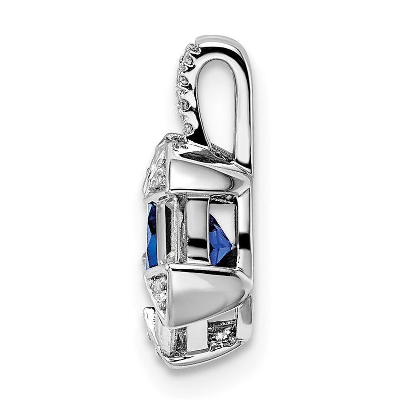 14k White Gold Sapphire and Real Diamond Chain Slide