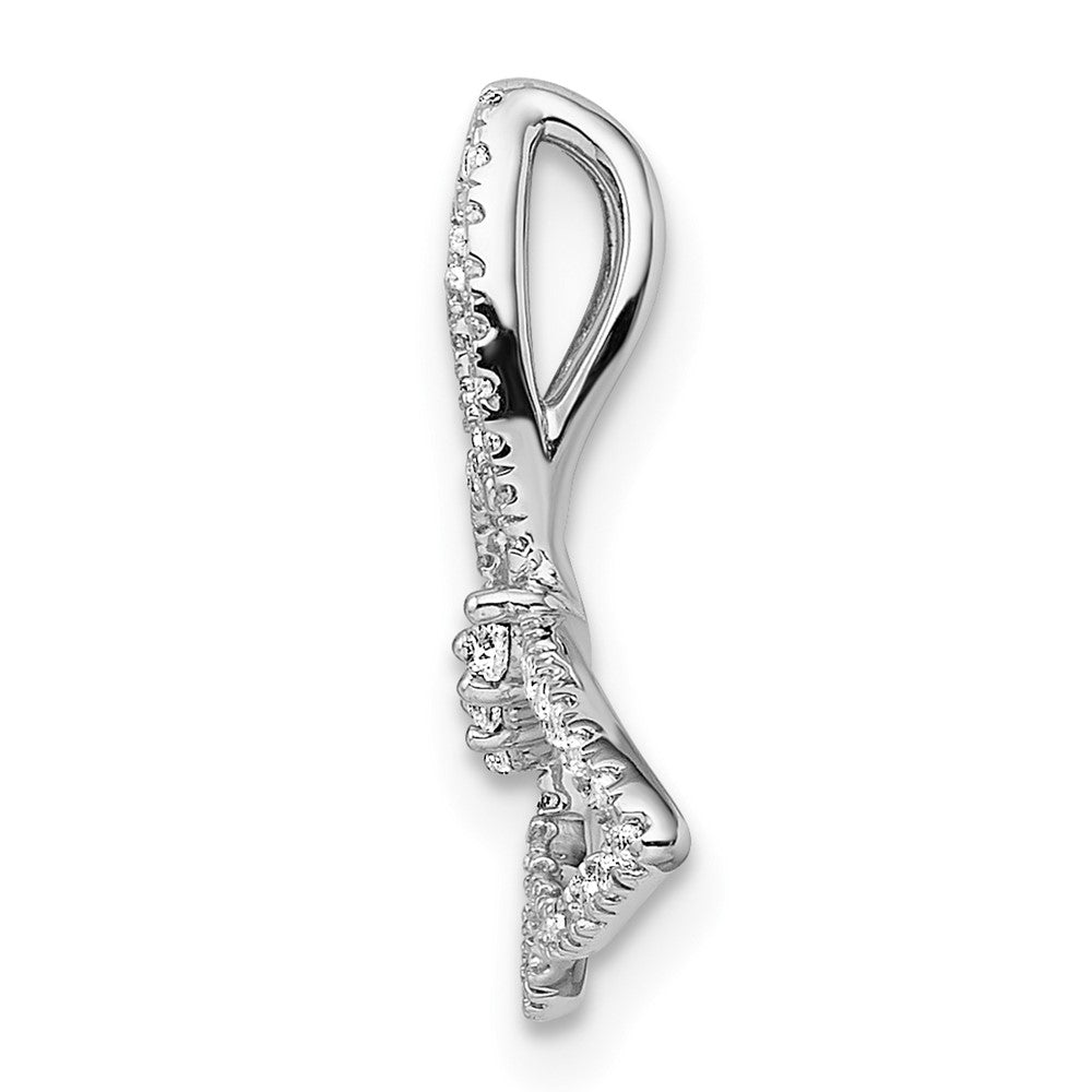 14k White Gold Polished Butterfly Real Diamond Chain Slide