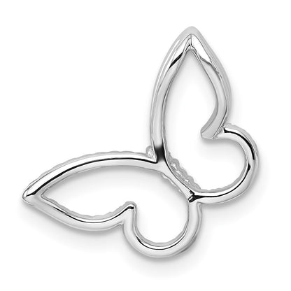 14k White Gold Polished Butterfly Real Diamond Chain Slide