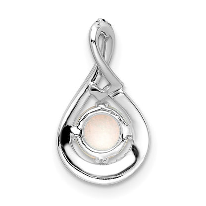 14k White Gold Blue Topaz/Opal & Real Diamond Chain Slide