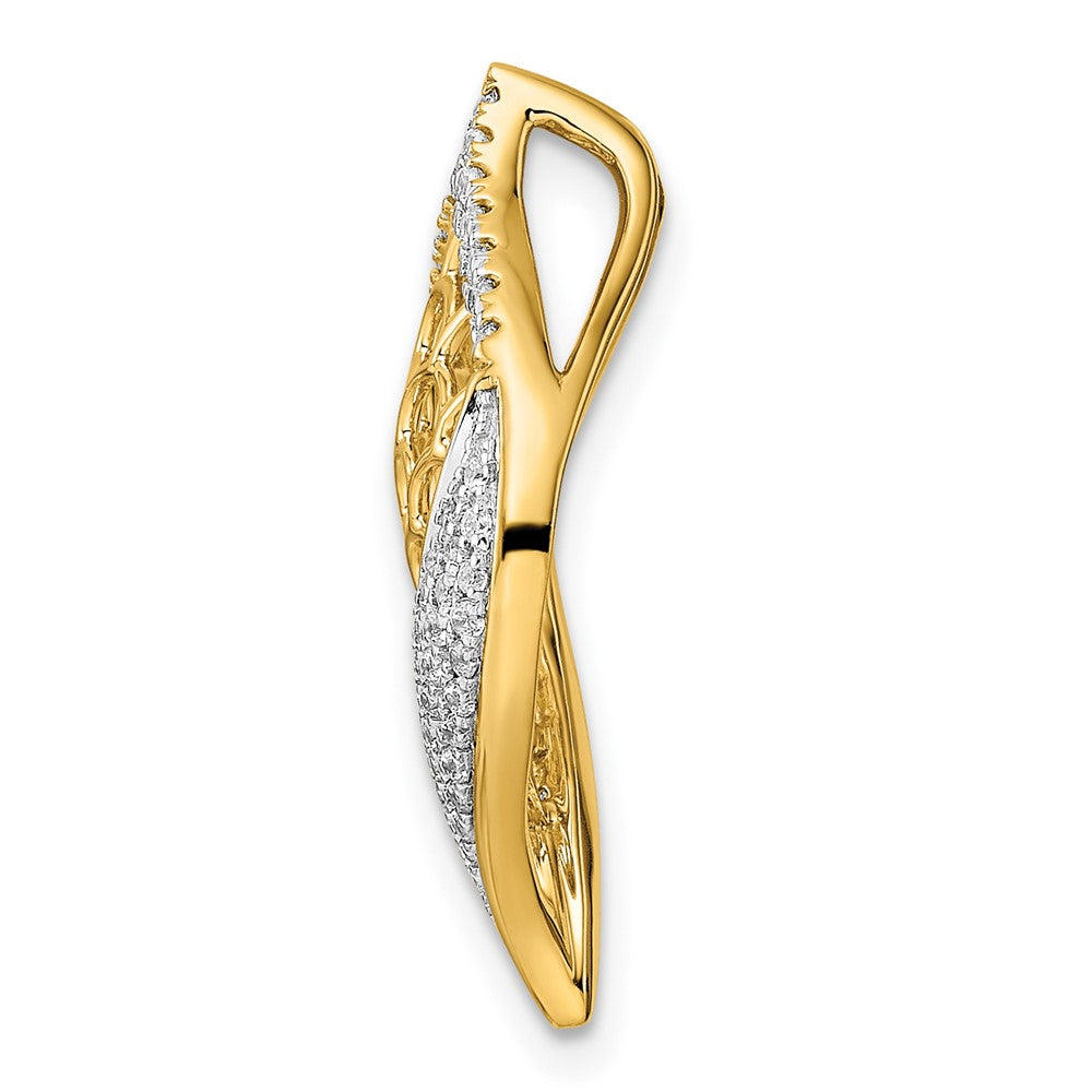 14K Yellow Gold Polished Fancy Real Diamond Slide