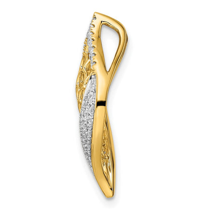 14K Yellow Gold Polished Fancy Real Diamond Slide