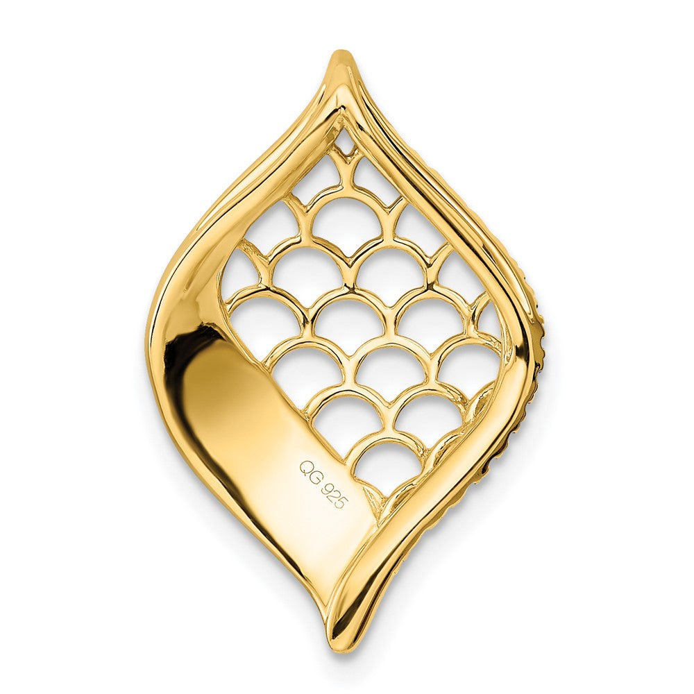 14K Yellow Gold Polished Fancy Real Diamond Slide