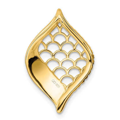 14K Yellow Gold Polished Fancy Real Diamond Slide