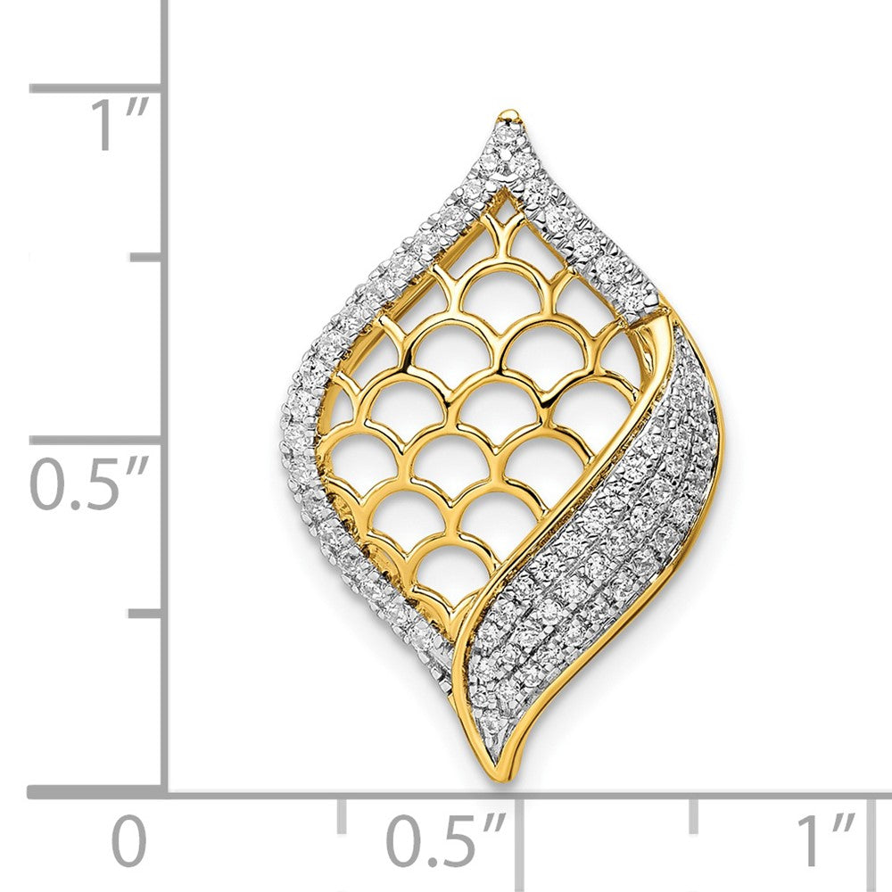 14K Yellow Gold Polished Fancy Real Diamond Slide