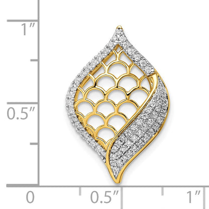 14K Yellow Gold Polished Fancy Real Diamond Slide