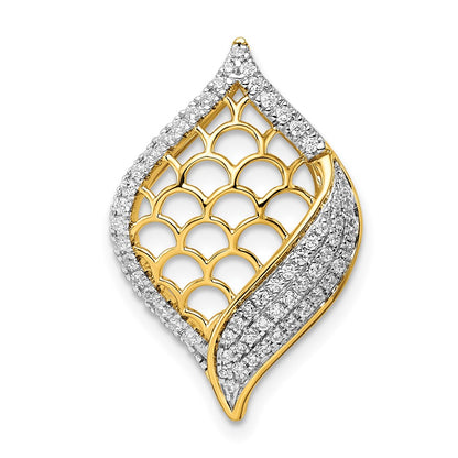 14K Yellow Gold Polished Fancy Real Diamond Slide