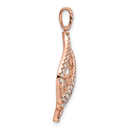 14k Rose Gold Polished Fancy Real Diamond Chain Slide
