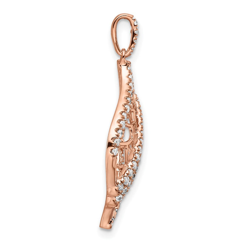 14k Rose Gold Polished Fancy Real Diamond Chain Slide