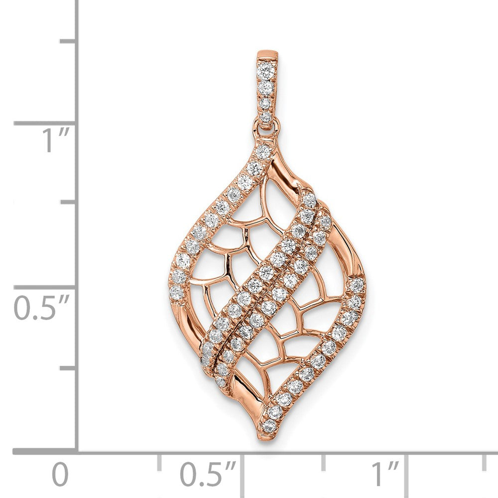 14k Rose Gold Polished Fancy Real Diamond Chain Slide