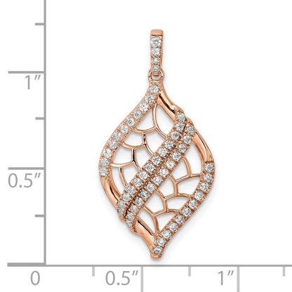14k Rose Gold Polished Fancy Real Diamond Chain Slide