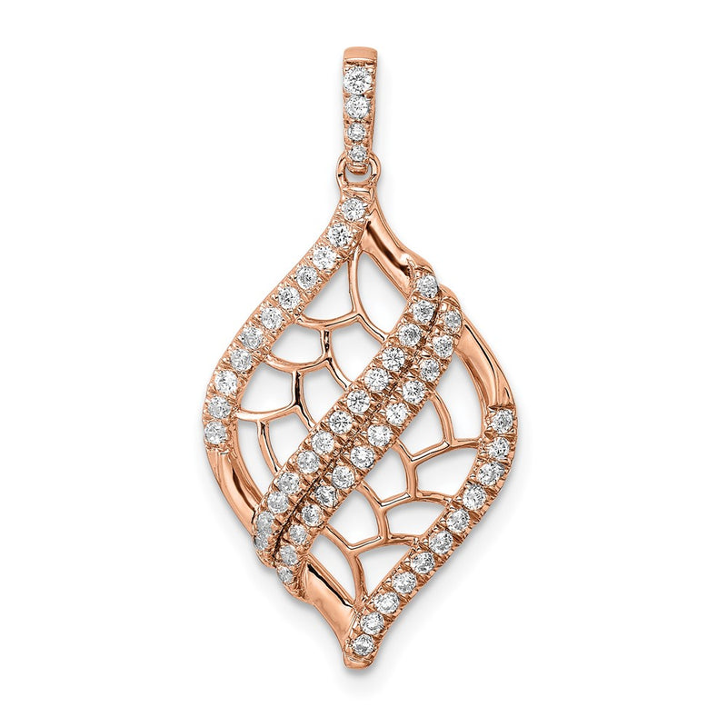 14k Rose Gold Polished Fancy Real Diamond Chain Slide