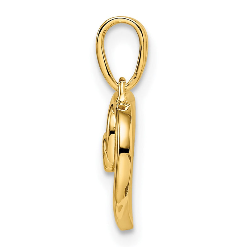14K Yellow Gold Polished Heart Real Diamond Pendant