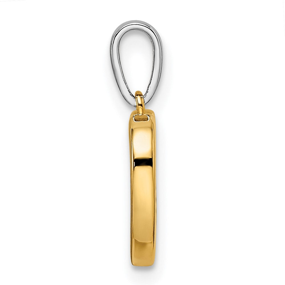 14k Two-Tone Gold Heart Dangle Real Diamond Pendant