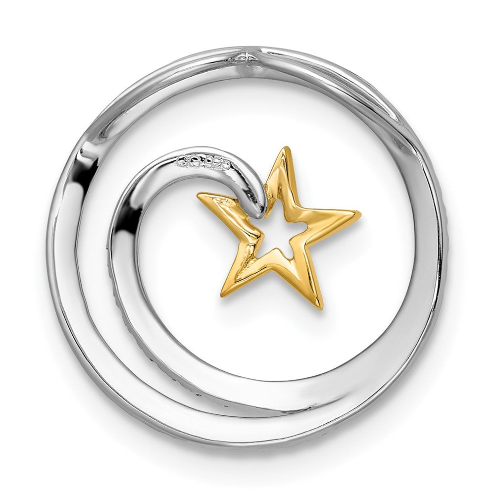14k Two-Tone Gold Circle with Star Real Diamond Chain Slide