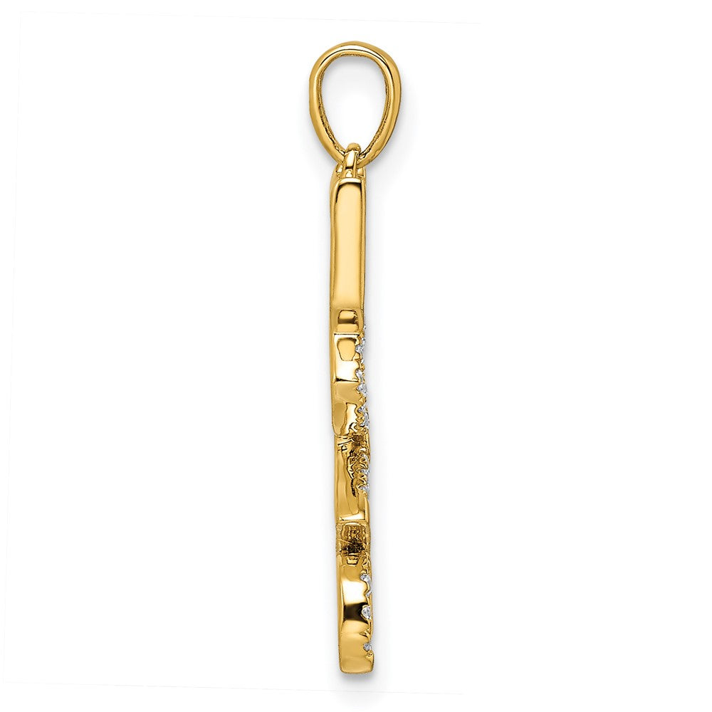 14K Yellow Gold Polished LOVE Real Diamond Pendant
