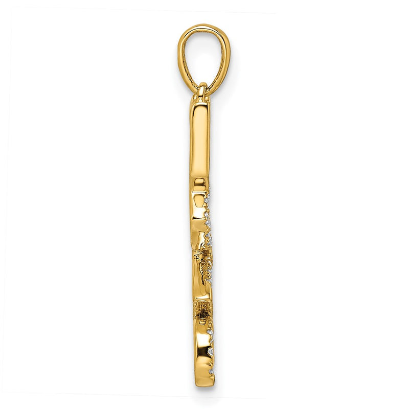 14K Yellow Gold Polished LOVE Real Diamond Pendant