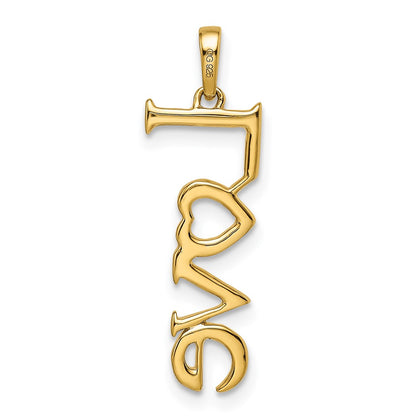 14K Yellow Gold Polished LOVE Real Diamond Pendant