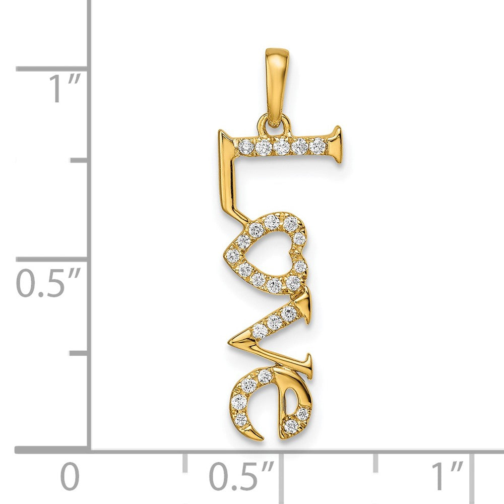 14K Yellow Gold Polished LOVE Real Diamond Pendant