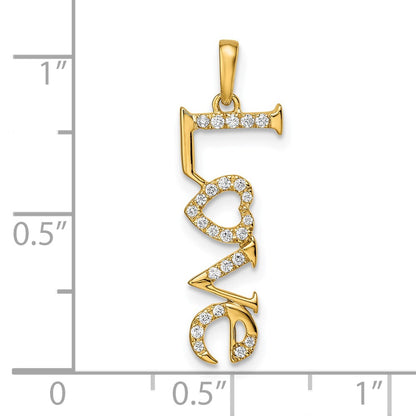 14K Yellow Gold Polished LOVE Real Diamond Pendant