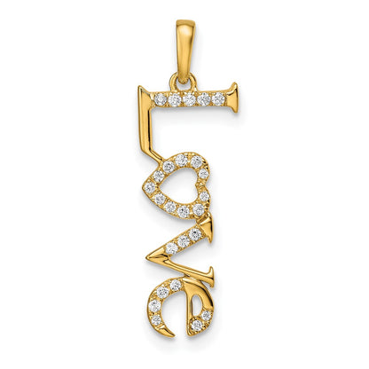 14K Yellow Gold Polished LOVE Real Diamond Pendant