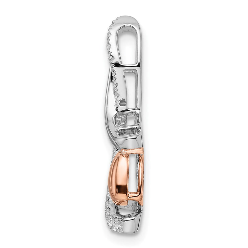 14k Two-Tone Gold White and Rose Heart Real Diamond Chain Slide