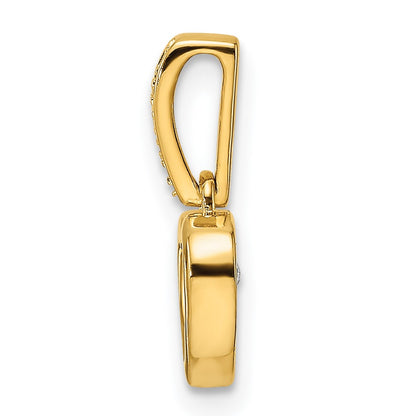 14K Yellow Gold Real Diamond Polished Heart Dangle Pendant