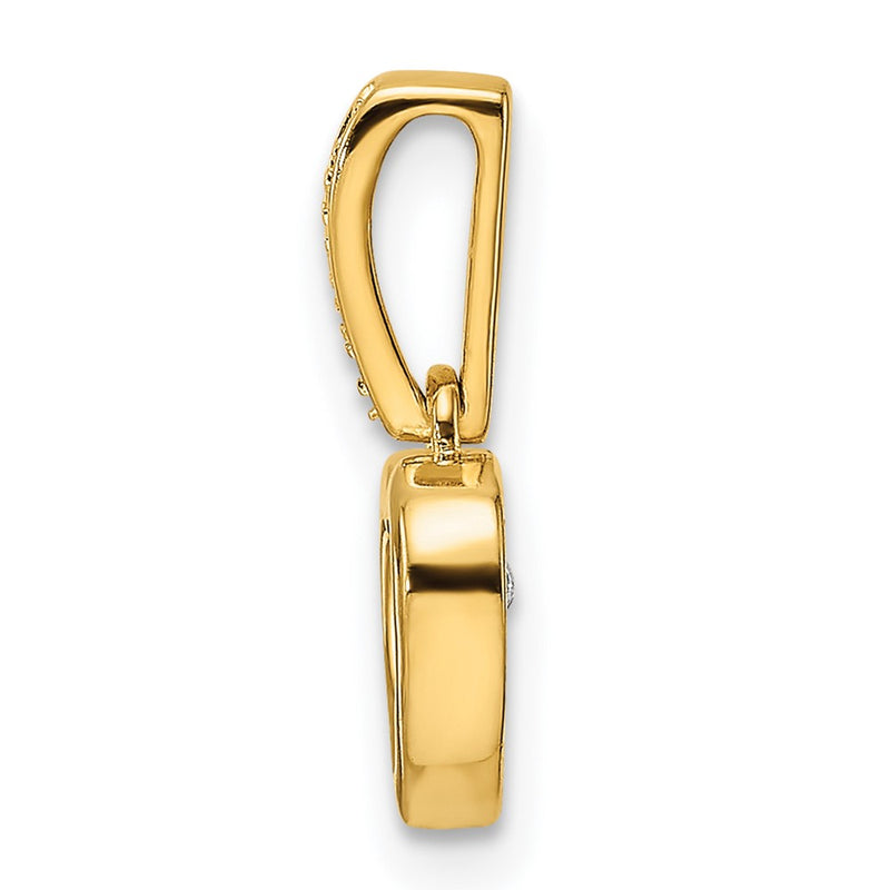14K Yellow Gold Real Diamond Polished Heart Dangle Pendant
