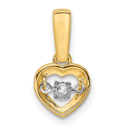 14K Yellow Gold Real Diamond Polished Heart Dangle Pendant