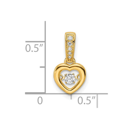 14K Yellow Gold Real Diamond Polished Heart Dangle Pendant