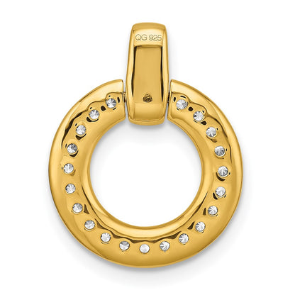 14K Yellow Gold Polished Round Real Diamond Chain Slide