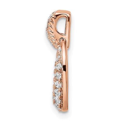 14k Rose Gold Polished Teardrop Real Diamond Chain Slide