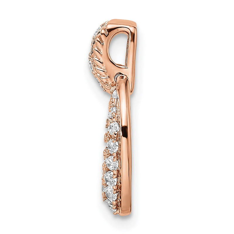 14k Rose Gold Polished Teardrop Real Diamond Chain Slide