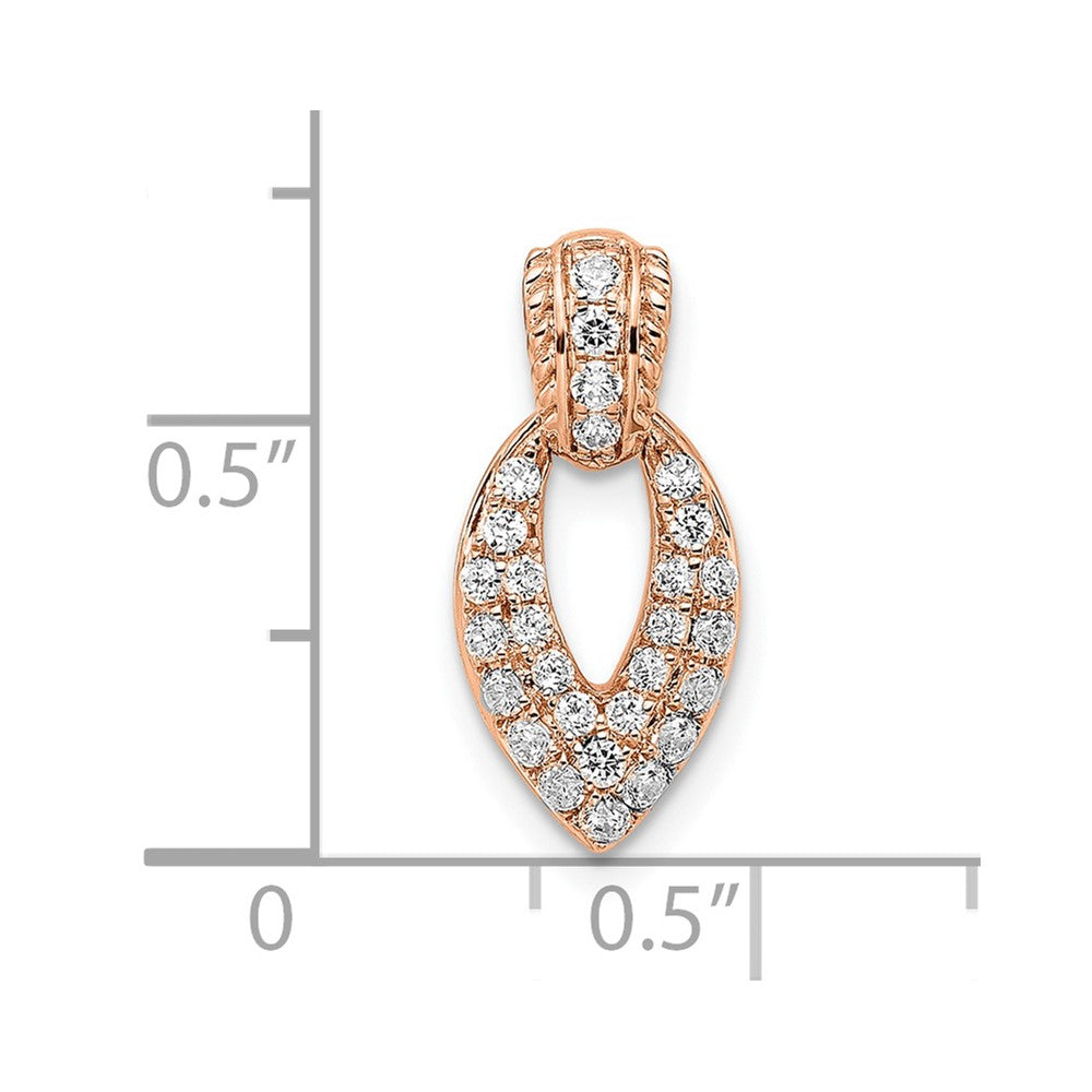 14k Rose Gold Polished Teardrop Real Diamond Chain Slide