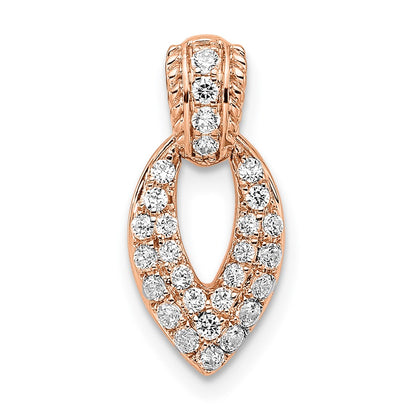 14k Rose Gold Polished Teardrop Real Diamond Chain Slide