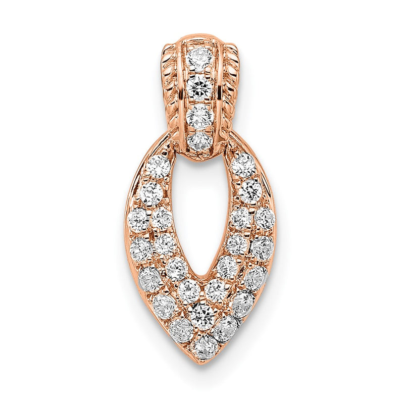14k Rose Gold Polished Teardrop Real Diamond Chain Slide
