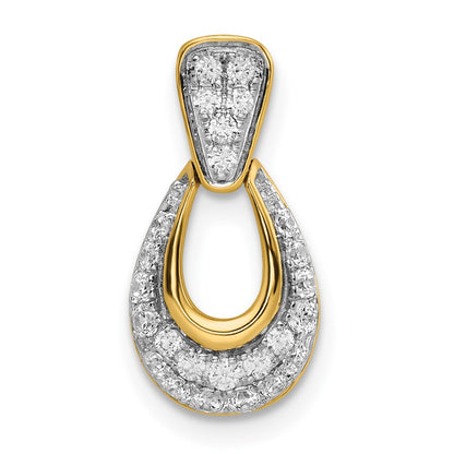 14K Yellow Gold Polished Teardrop Real Diamond Chain Slide
