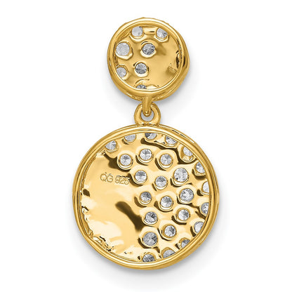 14K Yellow Gold Polished Double Circle Real Diamond Chain Slide