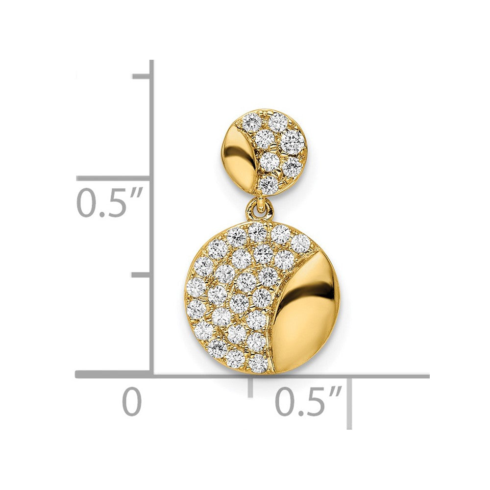 14K Yellow Gold Polished Double Circle Real Diamond Chain Slide