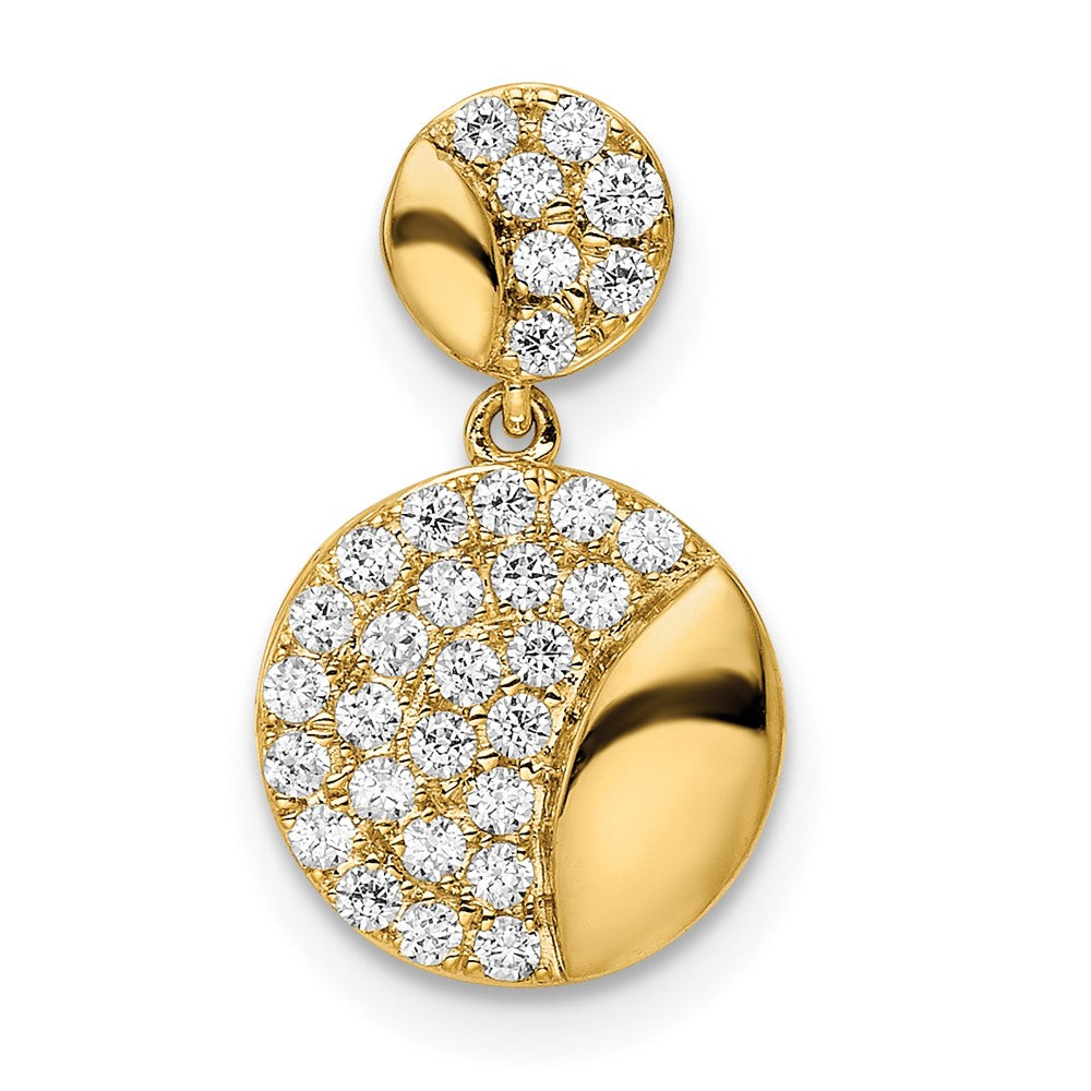 14K Yellow Gold Polished Double Circle Real Diamond Chain Slide
