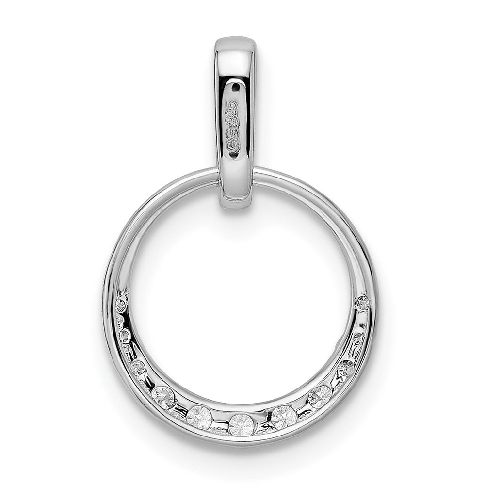 14k White Gold Circle Real Diamond Pendant