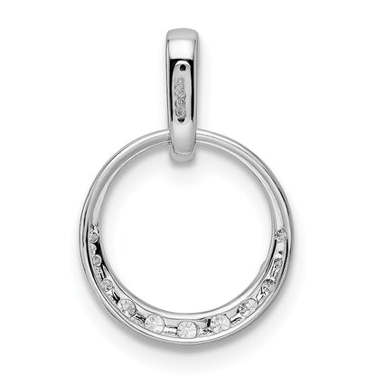 14k White Gold Circle Real Diamond Pendant