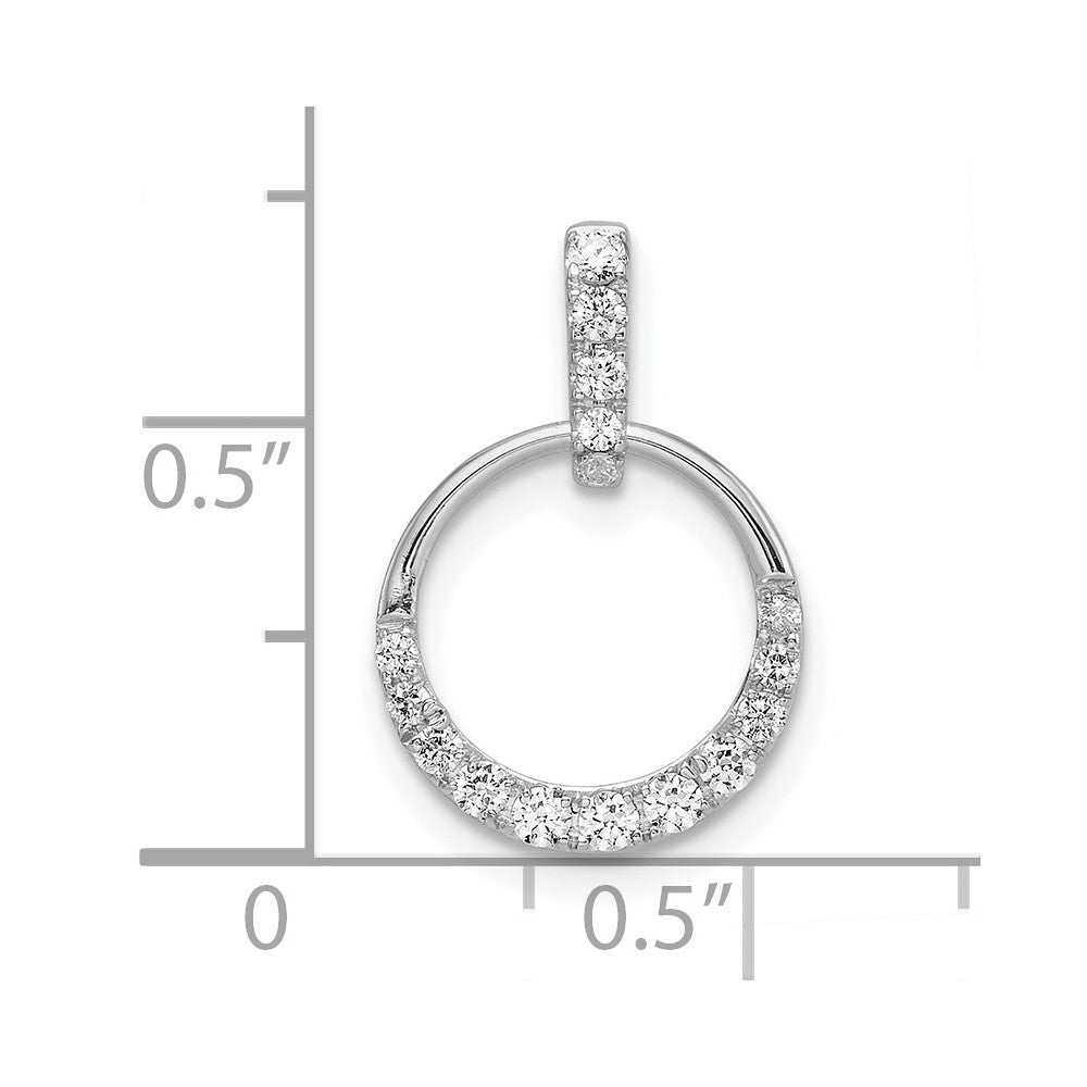 14k White Gold Circle Real Diamond Pendant