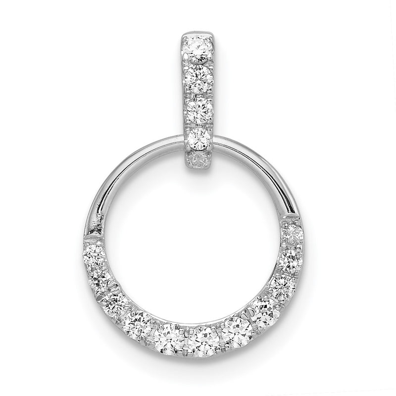14k White Gold Circle Real Diamond Pendant