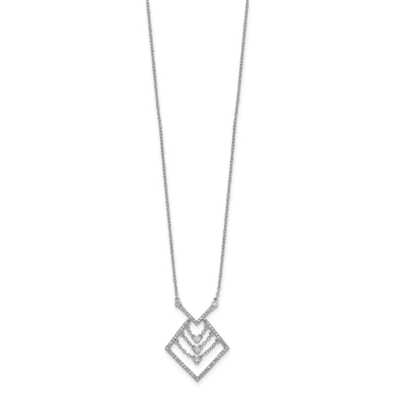 14k White Gold Real Diamond 18in Necklace