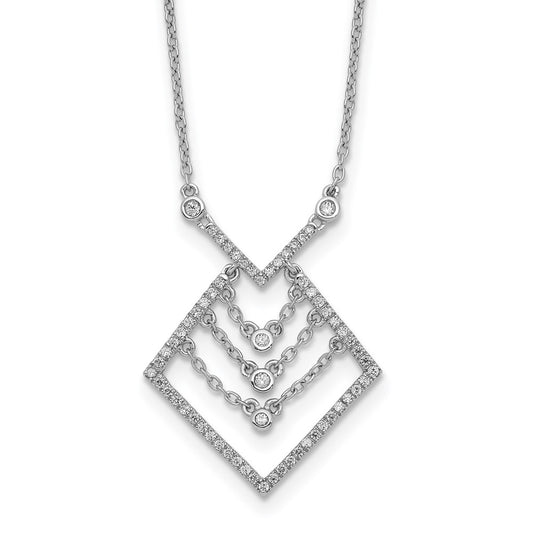 14k White Gold Real Diamond 18in Necklace