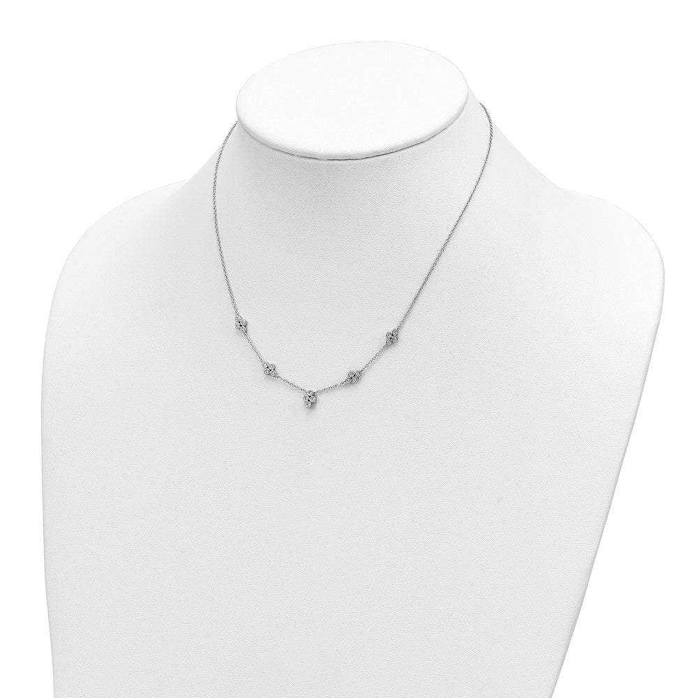 14k White Gold 5-station Real Diamond 18in Necklace