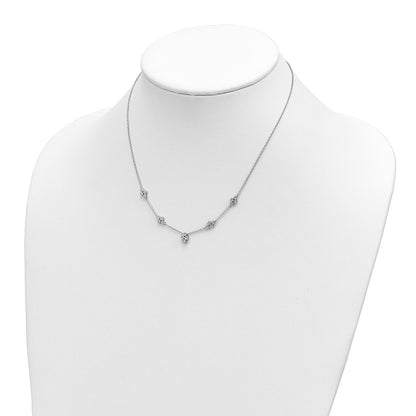 14k White Gold 5-station Real Diamond 18in Necklace
