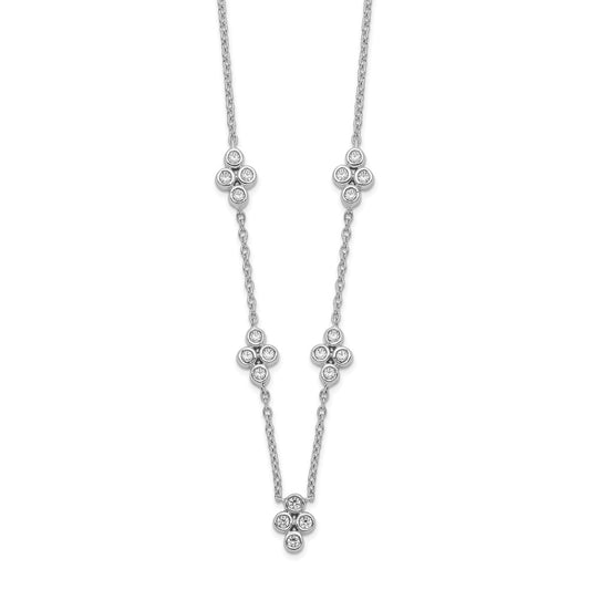 14k White Gold 5-station Real Diamond 18in Necklace