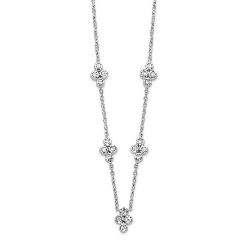 14k White Gold 5-station Real Diamond 18in Necklace